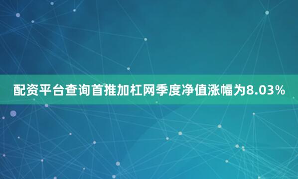 配资平台查询首推加杠网季度净值涨幅为8.03%